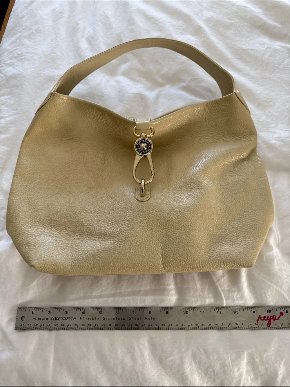 Dooney & Bourke Red Pebble Leather Logo Lock Large shoulder Hobo Bag